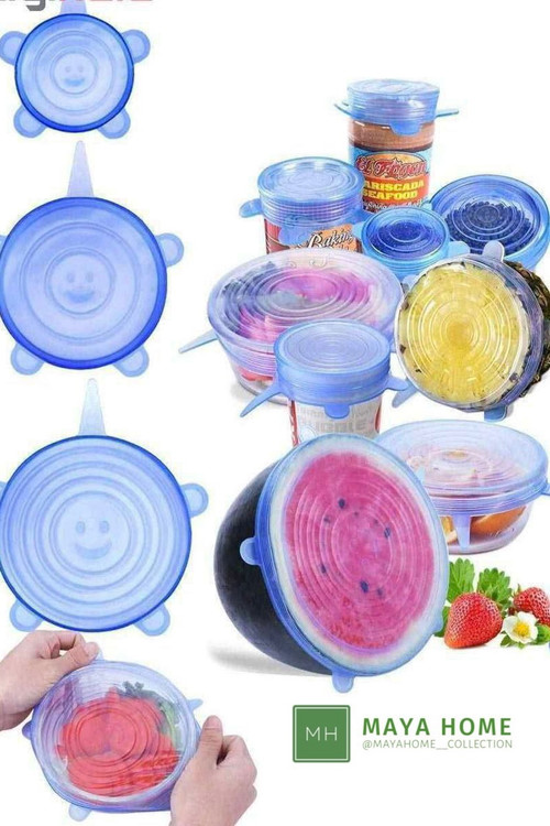 درپوش ظرف مدل سیلیکونی مجموعه 6 عددی