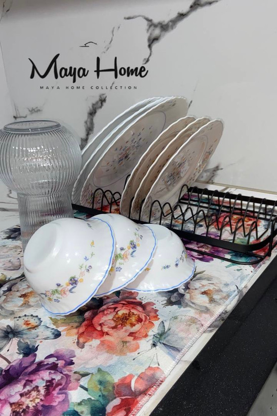 نمگیر/ رطوبت گیر استنددار فلزب کنار سینک دو رو جنس میکرو فایبر طرح گل برجسته