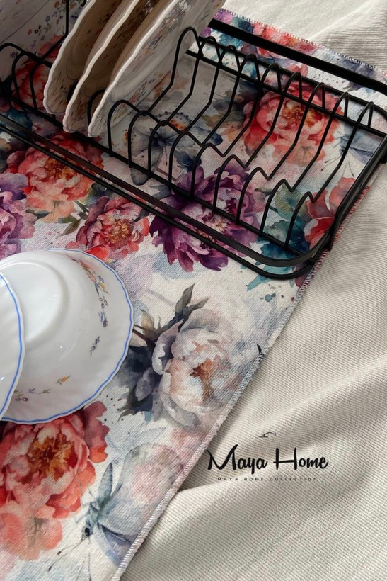 نمگیر/ رطوبت گیر استنددار فلزب کنار سینک دو رو جنس میکرو فایبر طرح گل برجسته