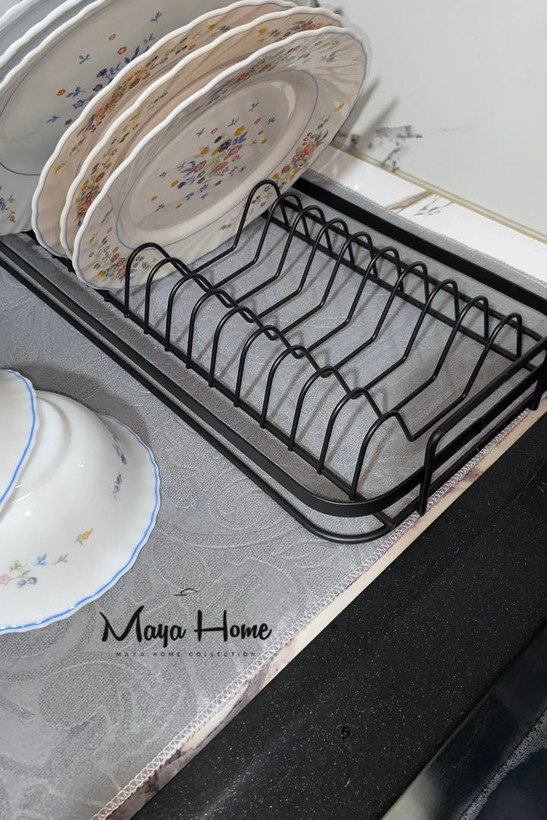 نمگیر/ رطوبت گیر استنددار فلزب کنار سینک دو رو جنس میکرو فایبر طرح گل برجسته