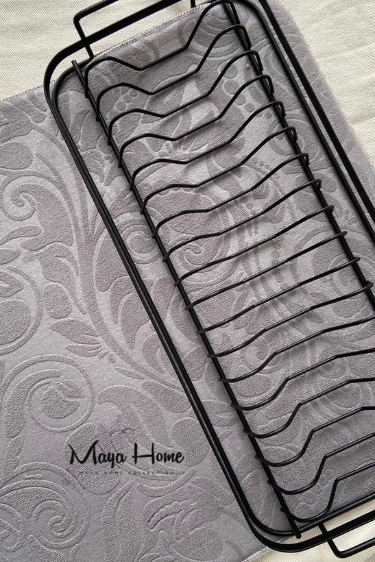 نمگیر/ رطوبت گیر استنددار فلزب کنار سینک دو رو جنس میکرو فایبر طرح گل برجسته