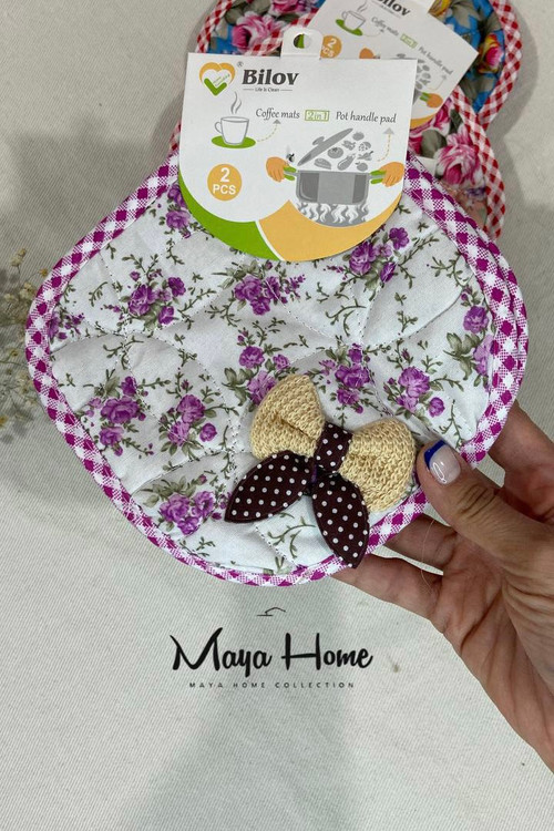 دستگیره آشپزخانه مربع گلدار و پاپیون دار Bilov