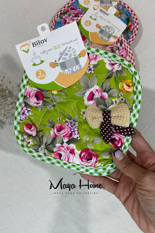 دستگیره آشپزخانه مربع گلدار و پاپیون دار Bilov