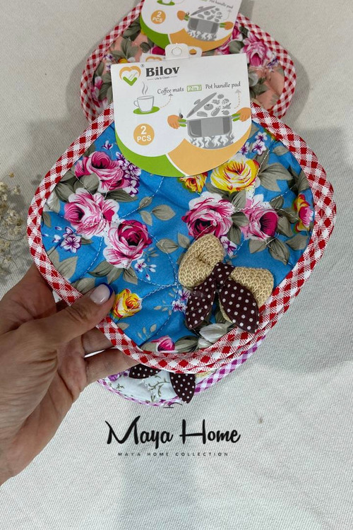 دستگیره آشپزخانه مربع گلدار و پاپیون دار Bilov