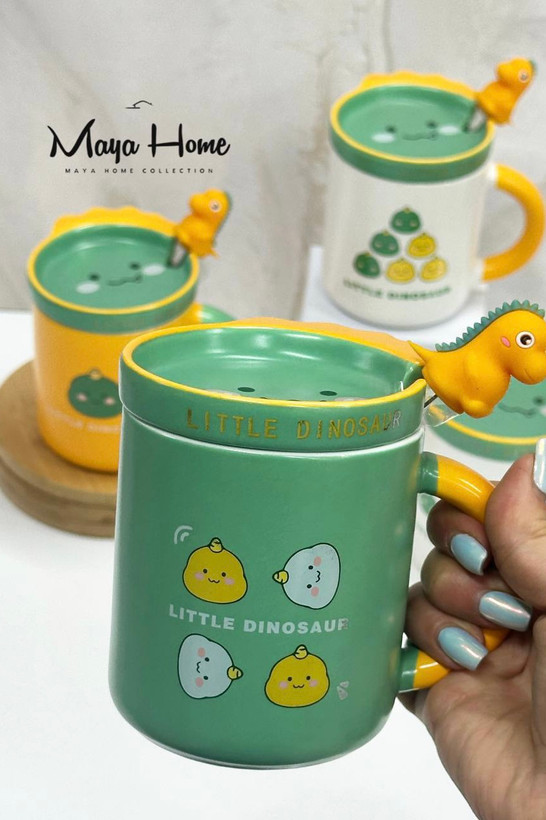 ماگ دایناسور زیره دار به همراه قاشق