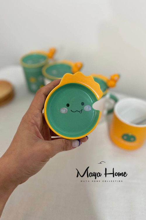 ماگ دایناسور زیره دار به همراه قاشق