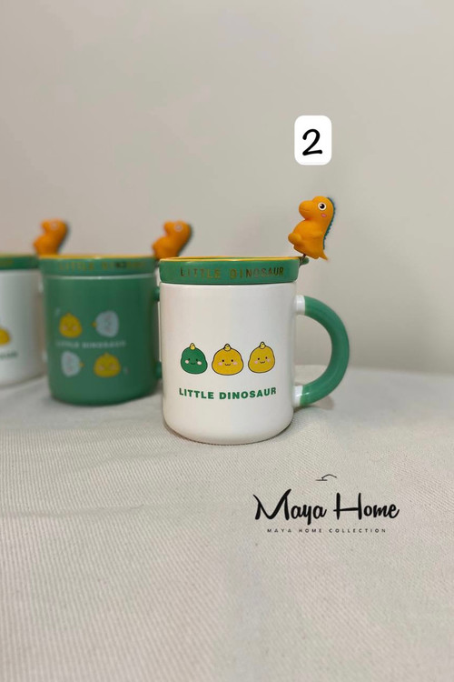 ماگ دایناسور زیره دار به همراه قاشق