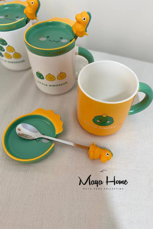 ماگ دایناسور زیره دار به همراه قاشق