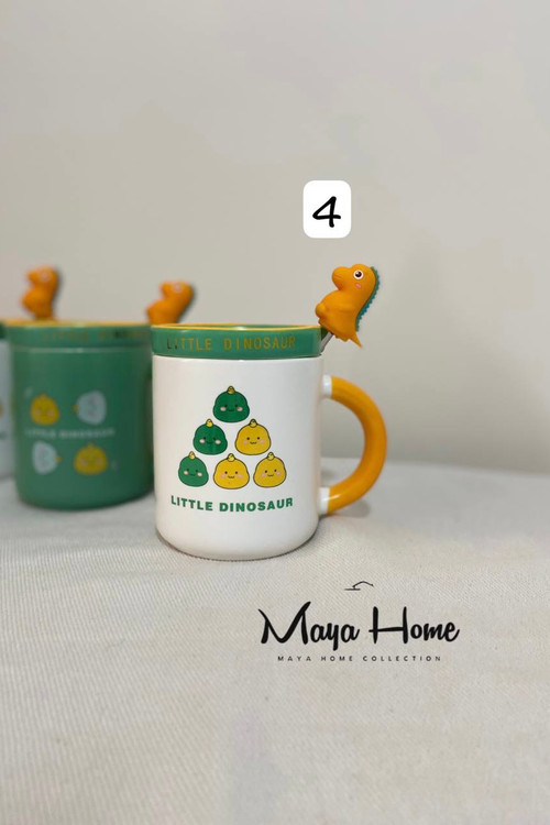 ماگ دایناسور زیره دار به همراه قاشق