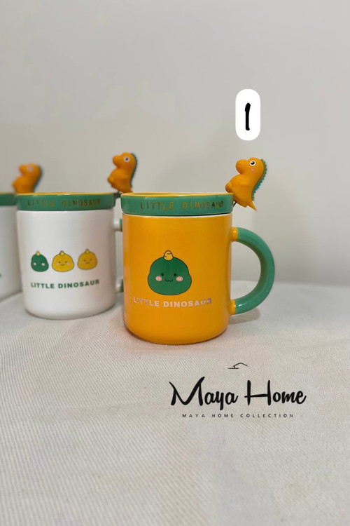 ماگ دایناسور زیره دار به همراه قاشق