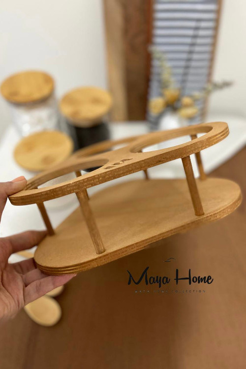 استند بانکه مثلثی سانا به همراه سه بانکه پیرکس و قاشق چوبی