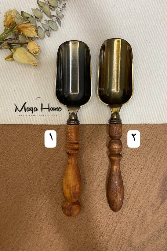 قاشق آجیل خوری مدل سرتاس دسته چوبی