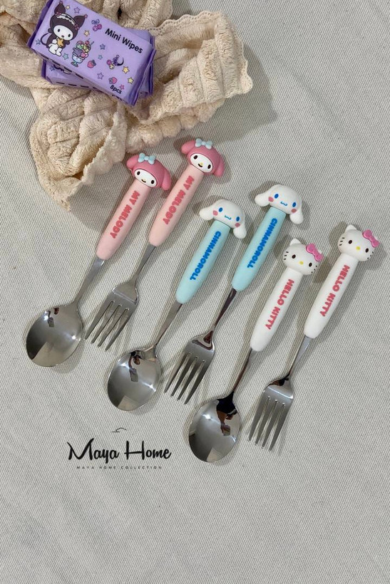 قاشق و چنگال سیلیکونی کرومی و دوستان