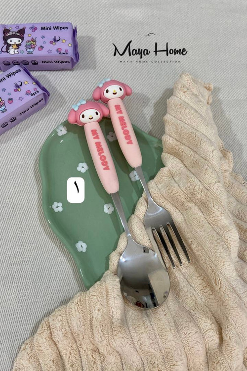 قاشق و چنگال سیلیکونی کرومی و دوستان