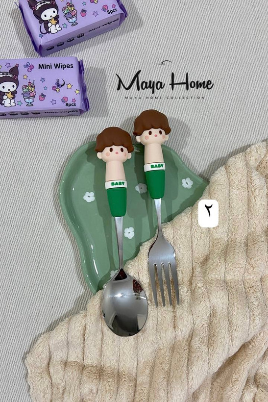 قاشق و چنگال استیل عروسک سیلیکونی