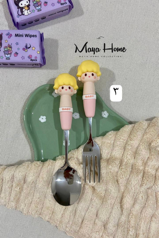 قاشق و چنگال استیل عروسک سیلیکونی