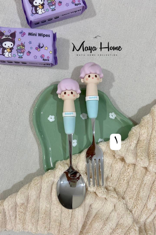 قاشق و چنگال استیل عروسک سیلیکونی