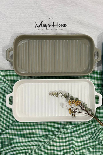 تابه مات گریل مستطیل دو دسته سرامیکی