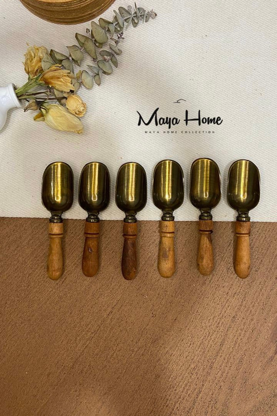 قاشق دسته چوبی مدل سرتاس سایز کوچک