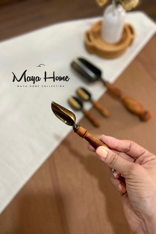 قاشق دسته چوبی مدل سرتاس سایز کوچک