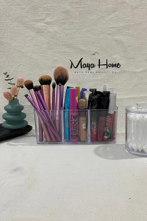 استند براش آرایشی مستطیل ۳ خانه