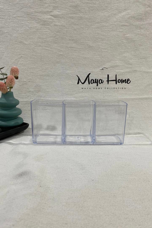 استند براش آرایشی مستطیل ۳ خانه