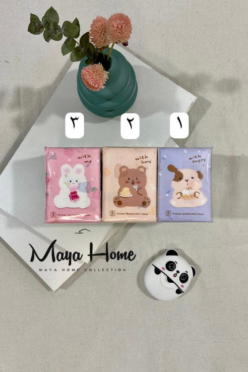 دستمال کاغذی فانتزی طرح دار جیبی مدل خرس و خرگوش