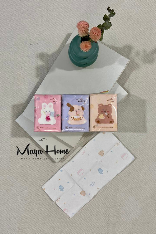 دستمال کاغذی فانتزی طرح دار جیبی مدل خرس و خرگوش