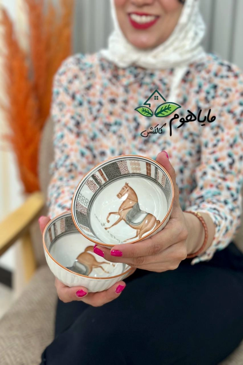 پک کاسه دو عددی طرح اسب همراه با جعبه‌ی شکیل و کادویی