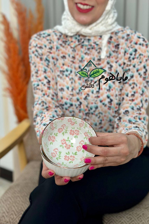 پک کاسه چهار عددی طرح گل بهاری همراه با جعبهی شکیل و کادویی