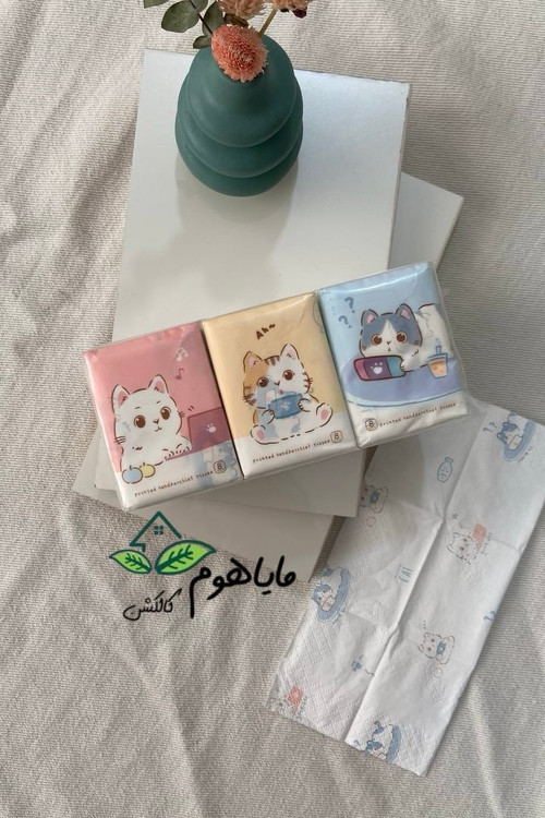 دستمال کاغذی فانتزی طرح دار جیبی مدل گربه