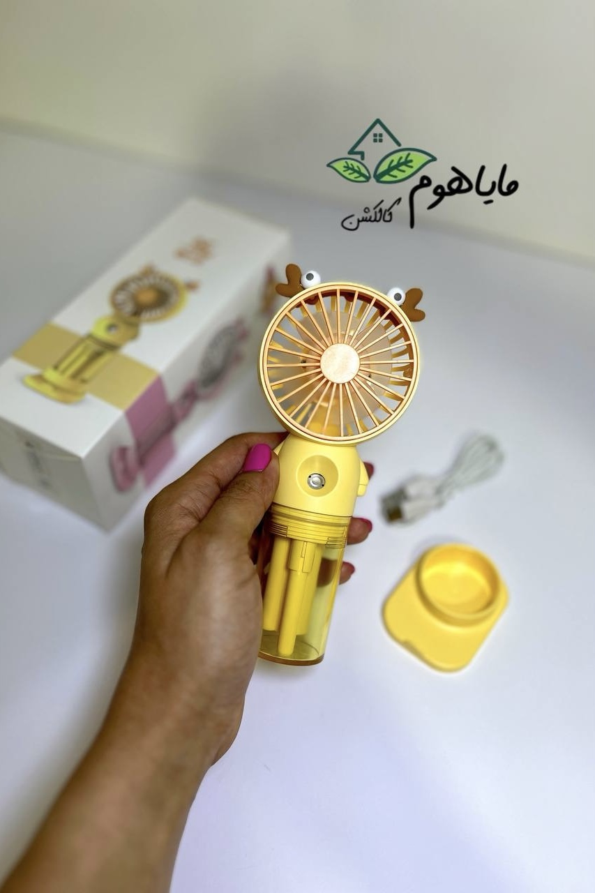 پنکه فانتزی شارژی طرح حیوانات مه پاش دار