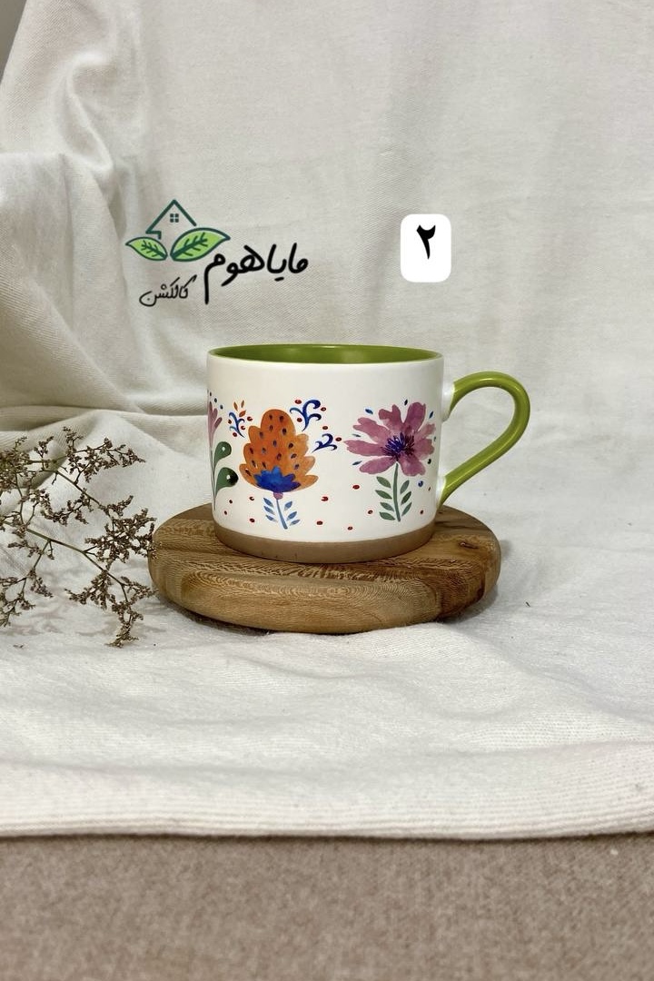 ماگ دسته دار سرامیکی طرح گل 450 میلی لیتر