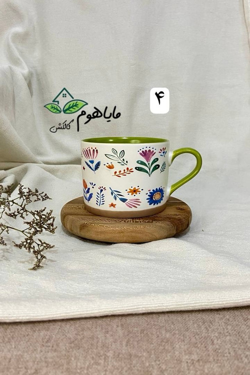 ماگ دسته دار سرامیکی طرح گل 450 میلی لیتر