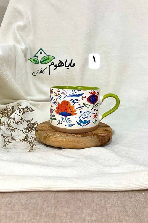ماگ دسته دار سرامیکی طرح گل 450 میلی لیتر