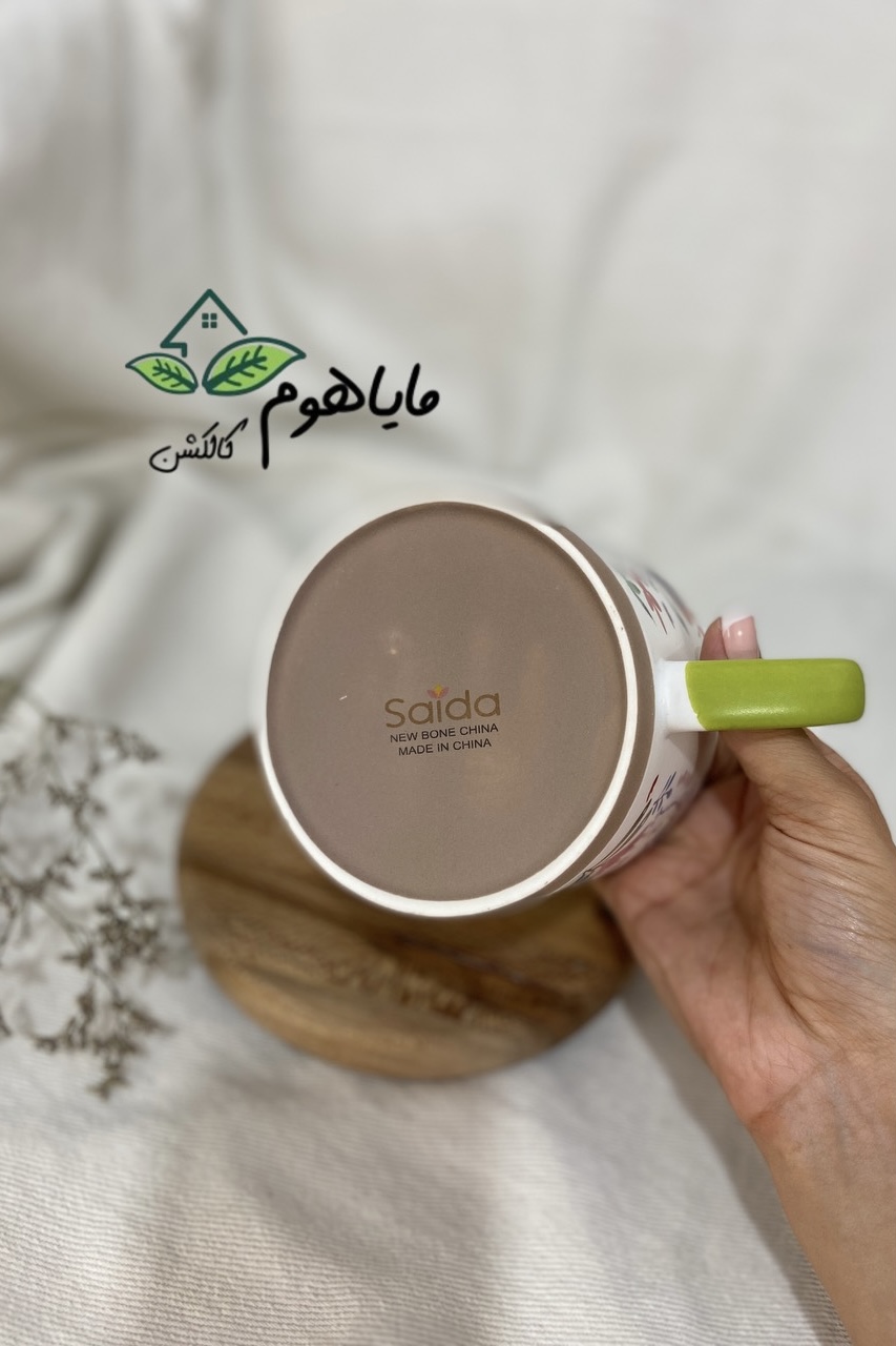 ماگ دسته دار سرامیکی طرح گل 450 میلی لیتر