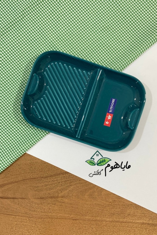 تابه سرو مستطیل شیار کج دو خانه متالیک