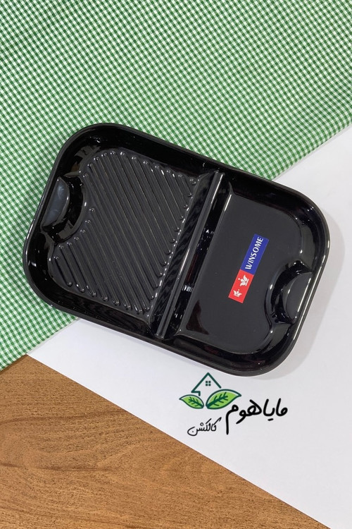 تابه سرو مستطیل شیار کج دو خانه متالیک