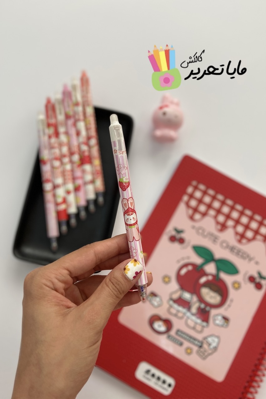 خودکار پاک کن دار فانتزی طرح دختر توت فرنگی