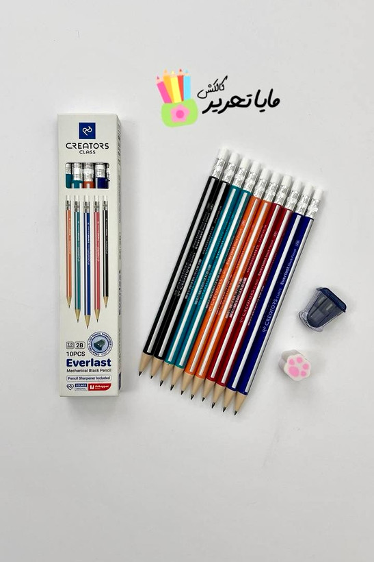 مداد مشکی مکانیکال (اتودی) سی کلاس به همراه تراش بسته 10 عددی