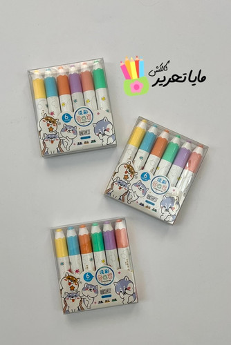 هایلایتر ۶ عددی پاستلی طرح مداد رنگی