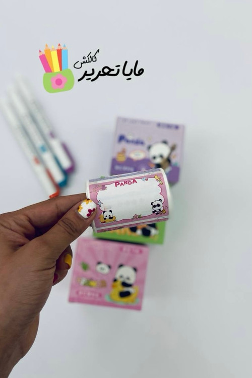 برچسب نام و نام خانوادگی رولی جعبهدار مدل پاندا