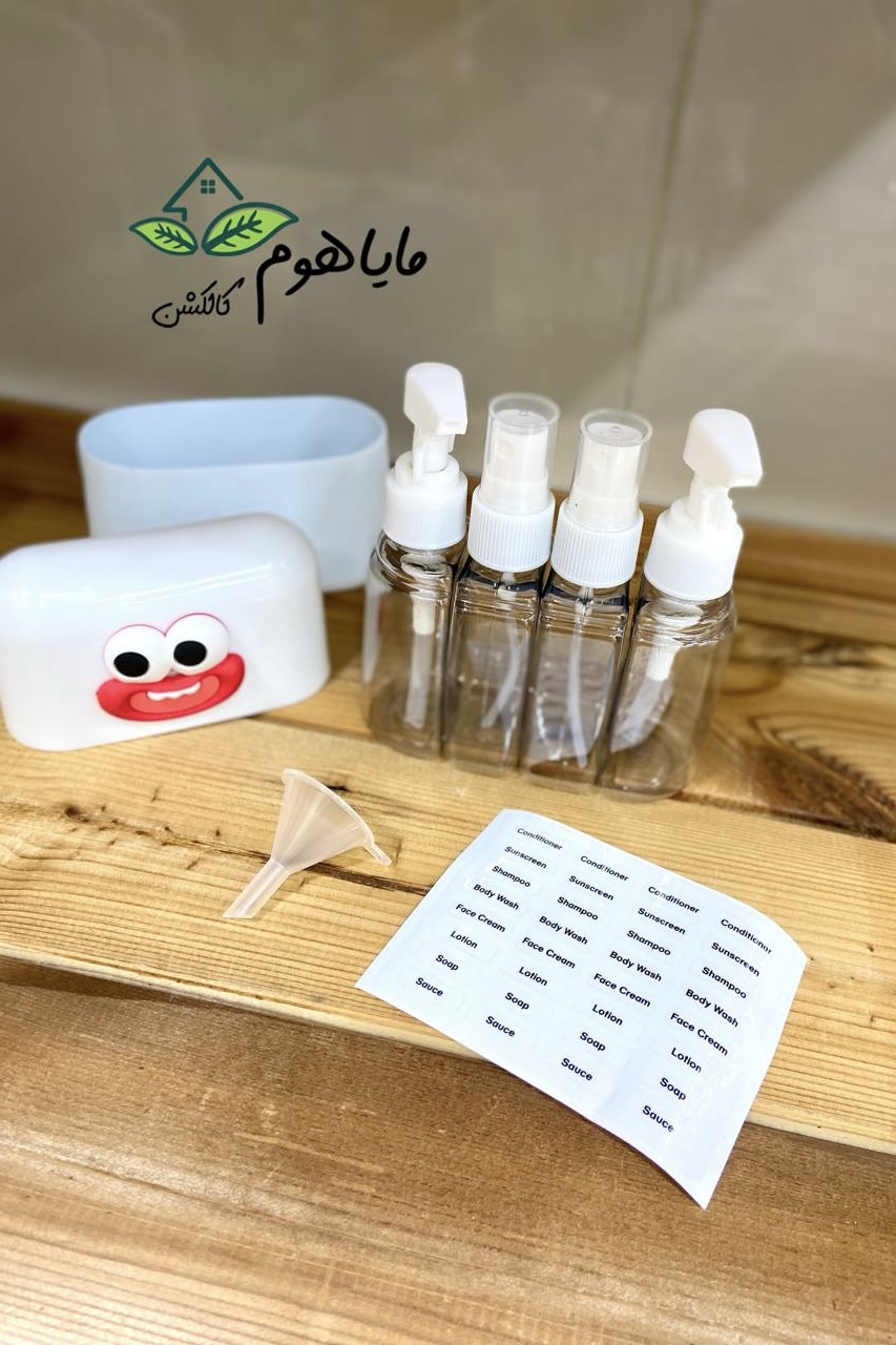 پک بهداشتی مسافرتی چهار تایی همراه با قیف و برچسب