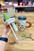 تراول ماگ 1 لیتر دسته دار و نی دار تامبلر cake party طرح گربه برند دیلر DILLER